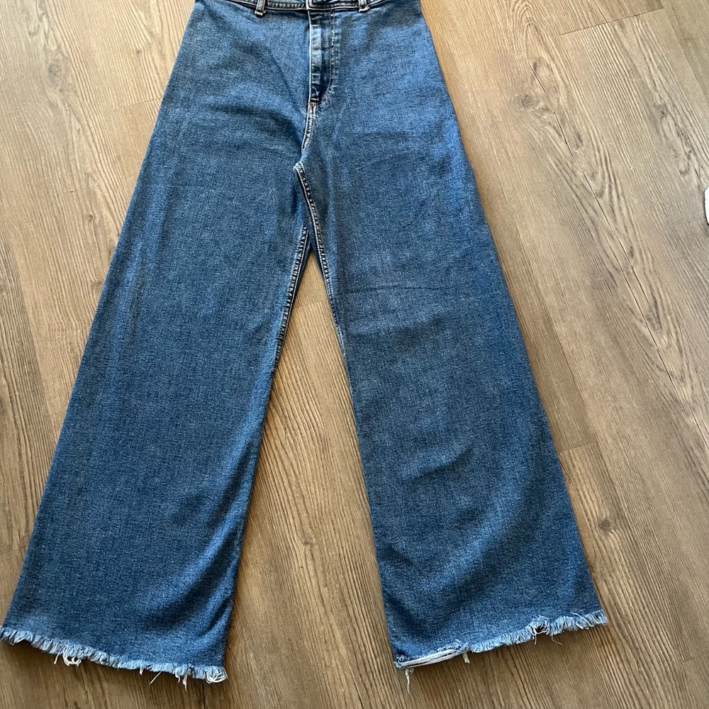 ZARA Women's Blue Wide-Leg Jeans